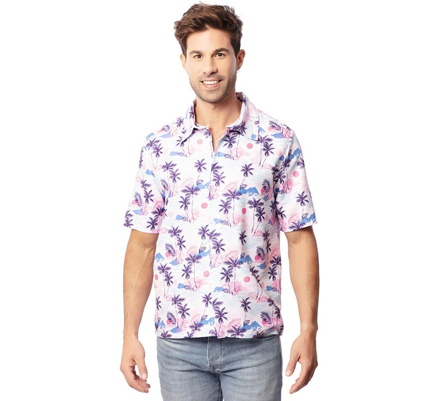 Camisa havaiana adulta com estampa roxa-B