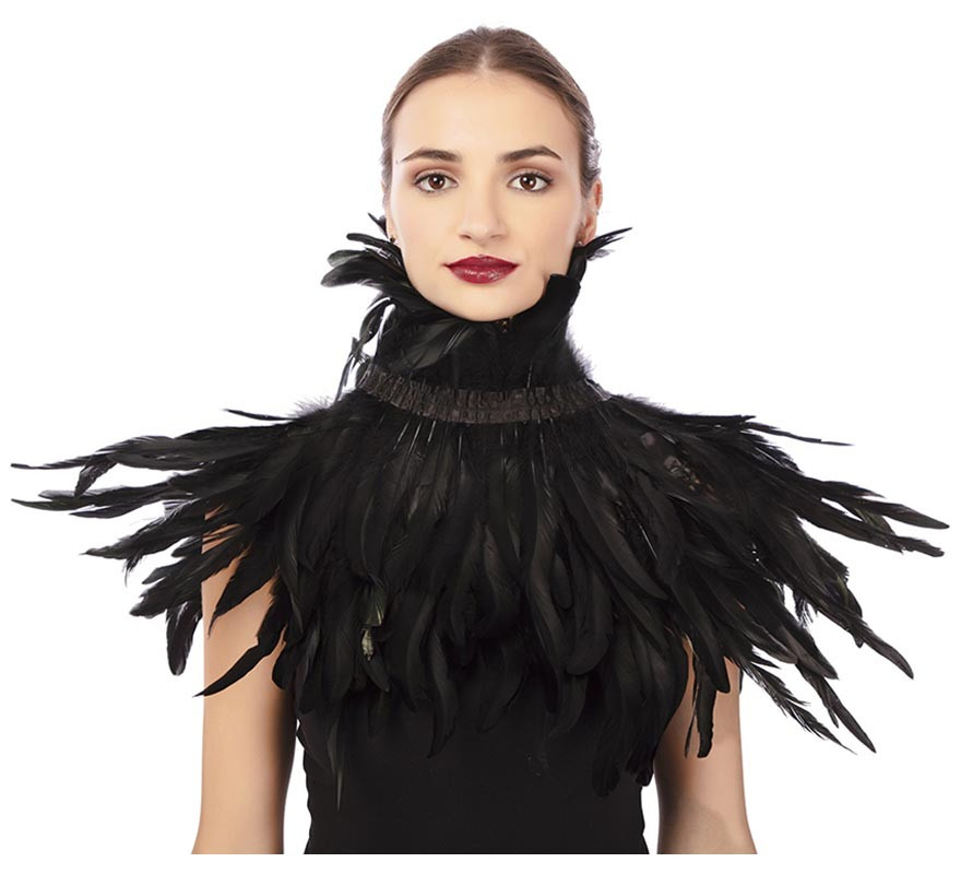 Adult black feathered cape measuring 55 cm-B