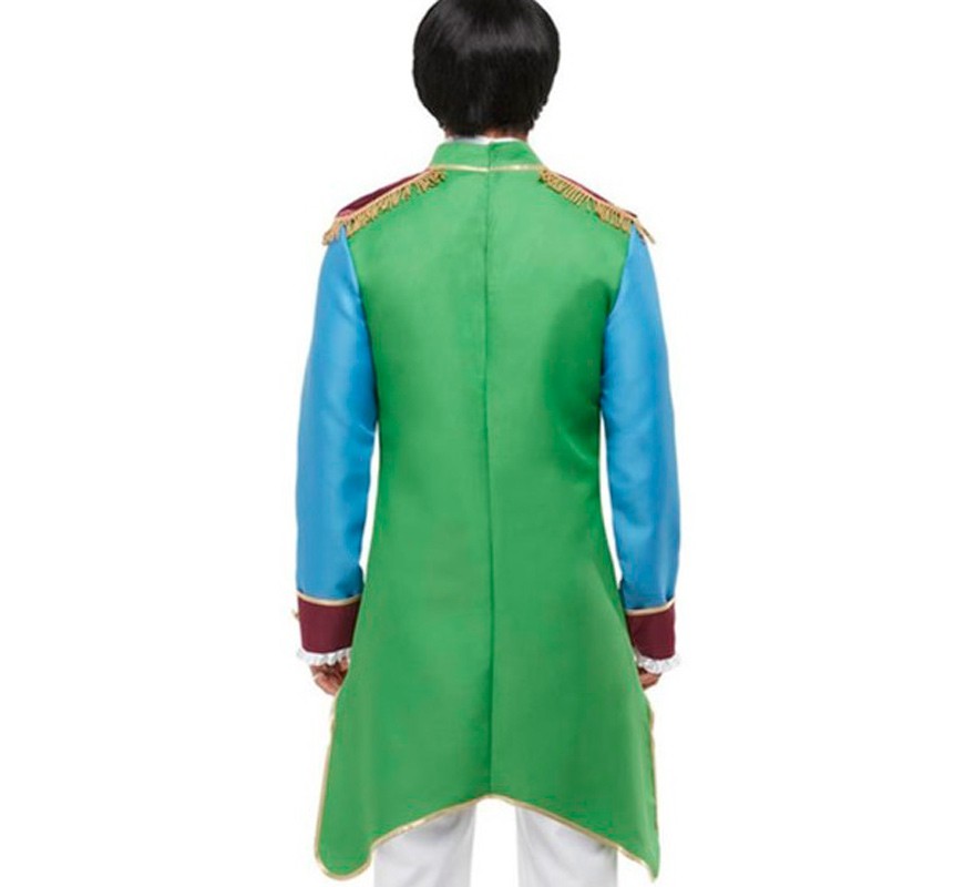 Casaco comprido verde e roxo dos anos 70 para homem-B