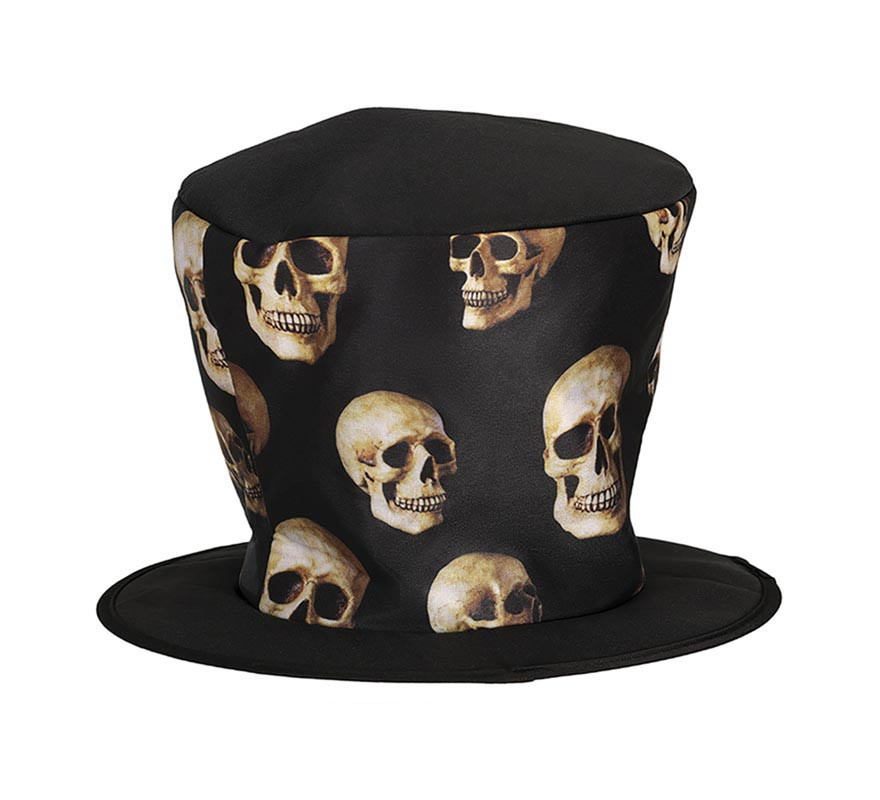Black top hat with terrifying skulls-B