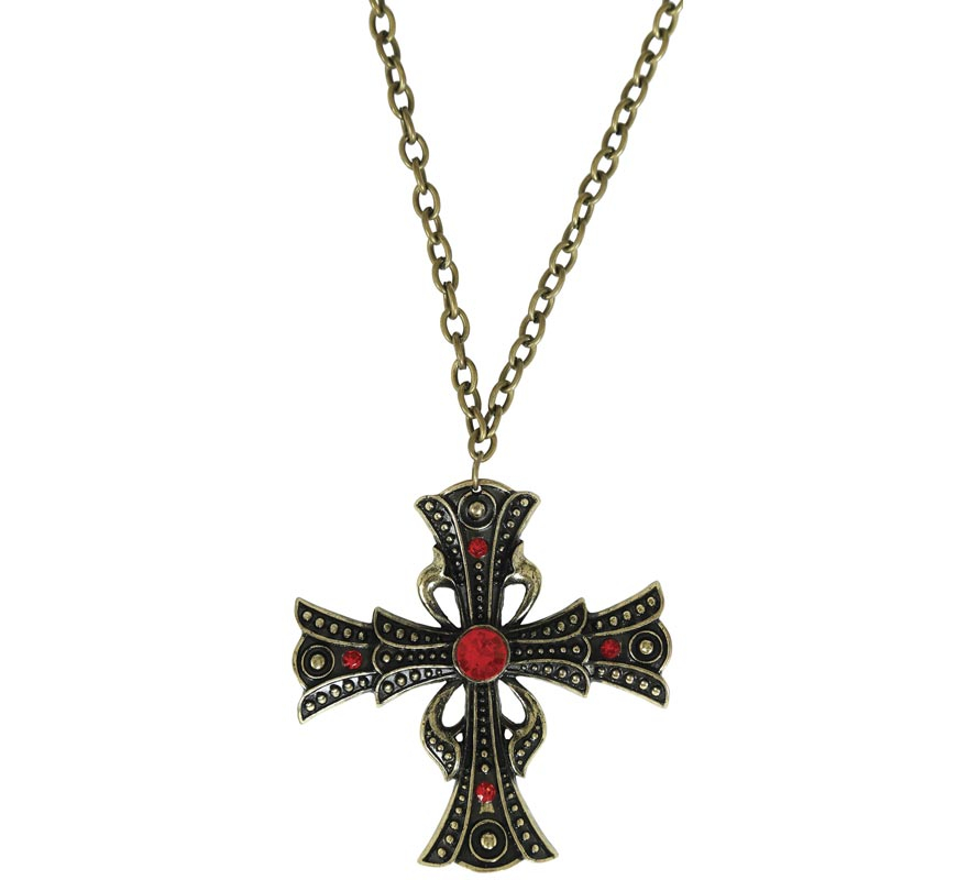 Colar Cruz com Rubi 6 cm-B