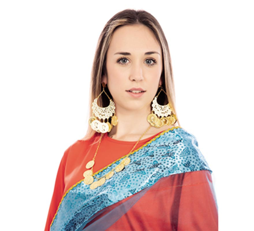 Colar hindu e brincos com moedas de ouro-B