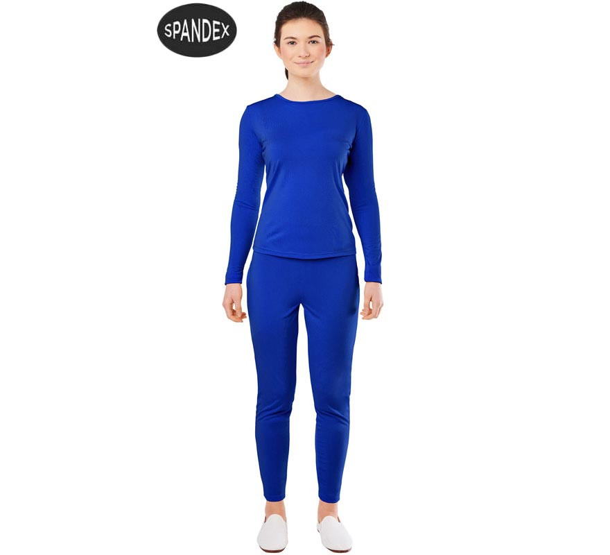 Conjunto de collant elastano de 2 peças na cor azul para mulher-B