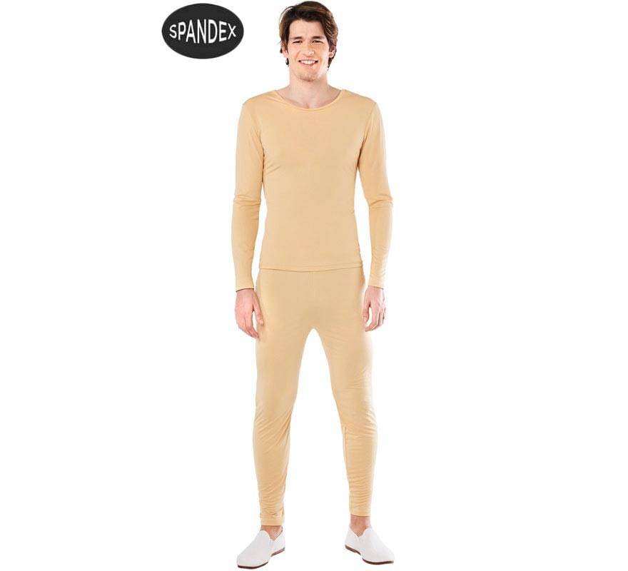 Beige 2-piece Spandex Leotard Set for men-B