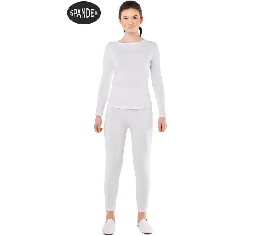 Conjunto de collant de elastano branco de 2 peças para mulher-B