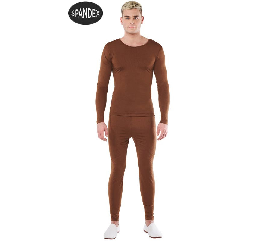 Brown 2-piece Spandex Leotard Set for men-B
