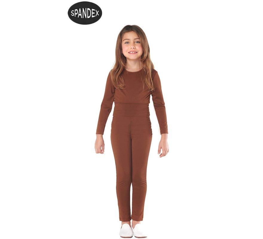 Conjunto de collant de elastano marrom de 2 peças para crianças-B