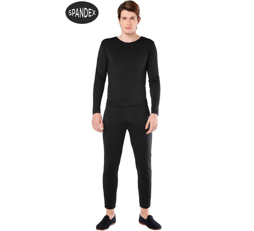 Black 2-piece Spandex Leotard Set for men-B