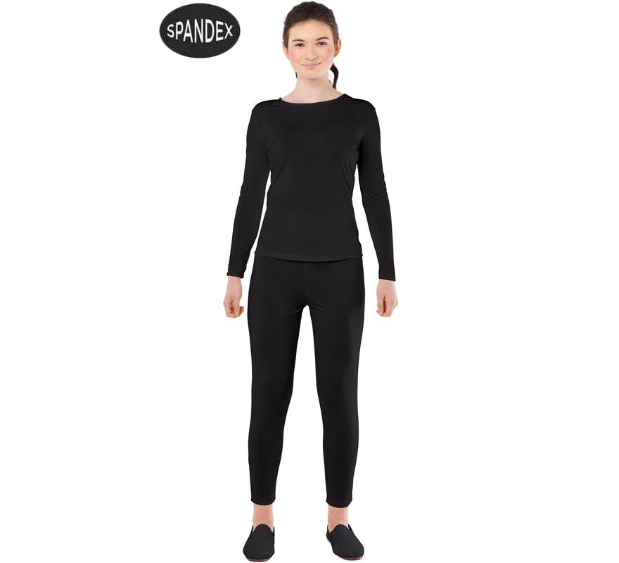 Conjunto de collant de elastano preto de 2 peças para mulheres-B