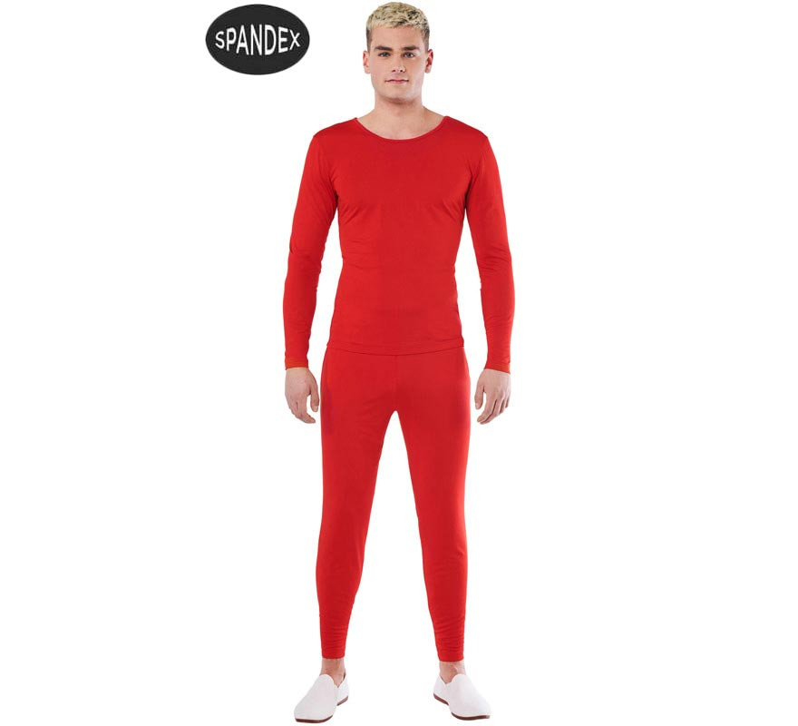 Red 2-piece Spandex Leotard Set for men-B