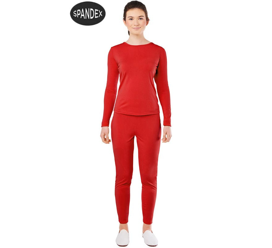 Conjunto de collant de elastano vermelho de 2 peças para mulheres-B