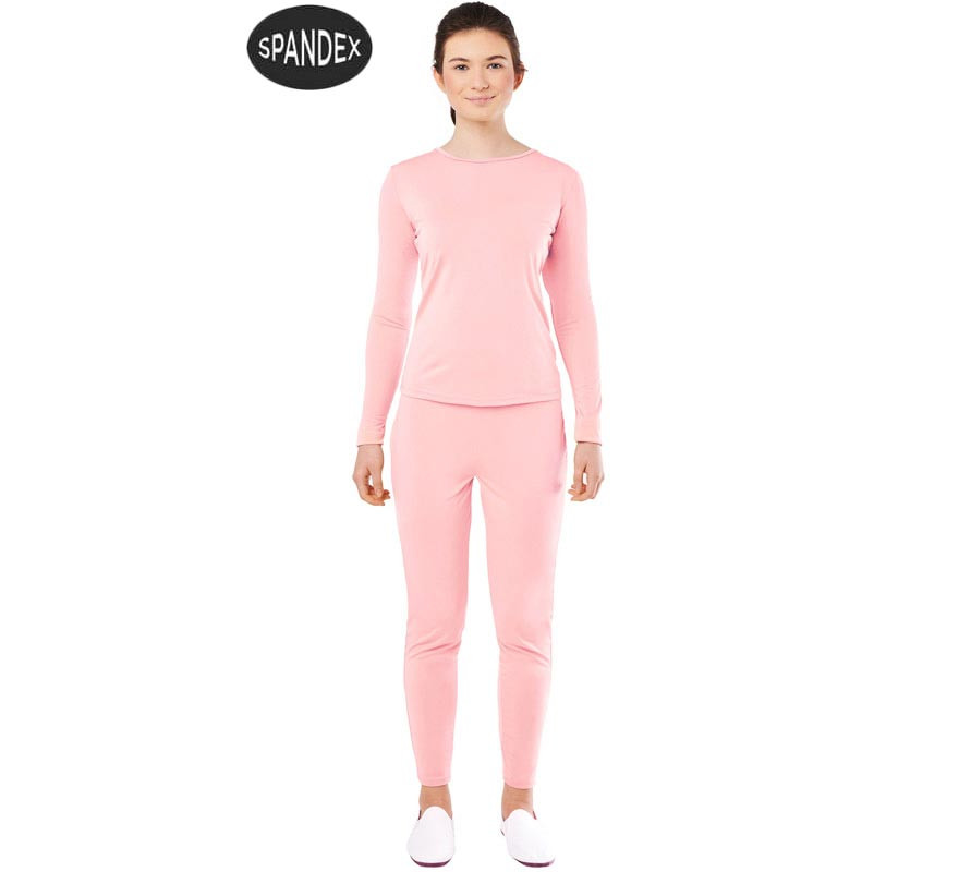 Conjunto de collant de elastano rosa de 2 peças para mulheres-B