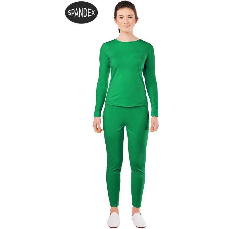 Conjunto de collant de elastano verde de 2 peças para mulher-B