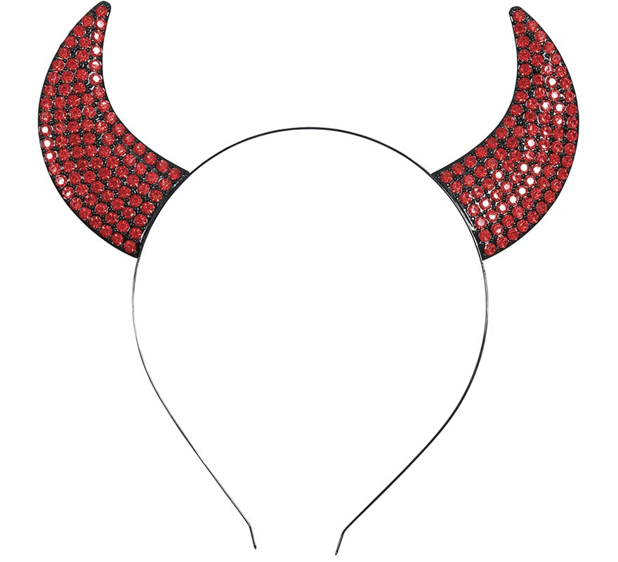 Tiara de chifre com strass vermelhos metálicos-B