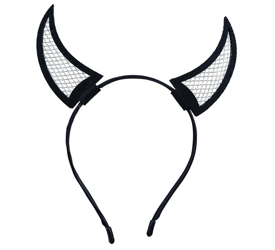 Faixa de cabeça com chifres de demônio negro-B