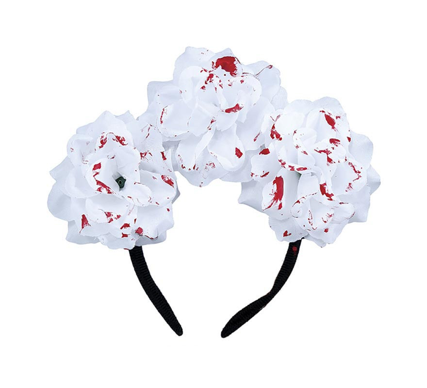 Headband of bloody white flowers-B