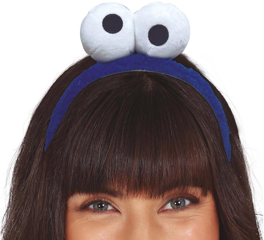 Blue Monster Headband with Feathers-B