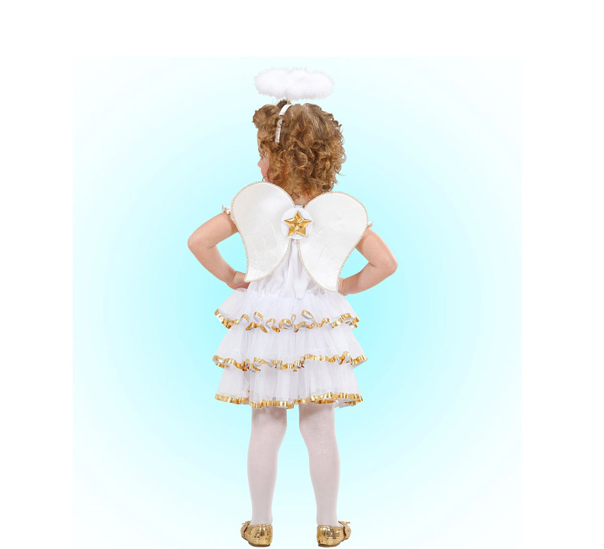 Fato de anjo dourado glamoroso para menina-B