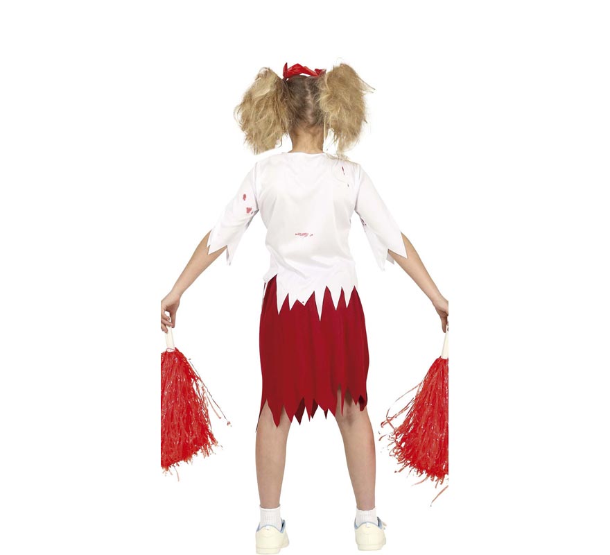 Red and White Zombie Cheerleader Costume for Girls-B