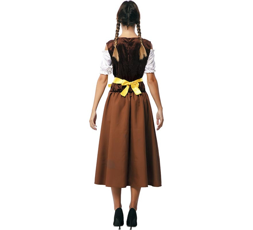 Fato clássico da Baviera castanho e amarelo para mulher-B