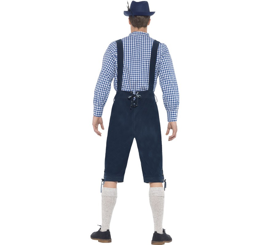 Blue Traditional Bavarian Costume with Lederhosen for Men-B