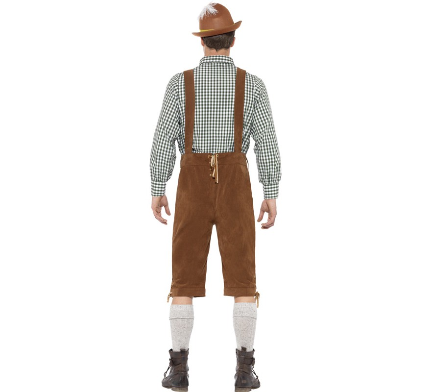 Traje tradicional da Baviera marrom com Lederhosen para homem-B