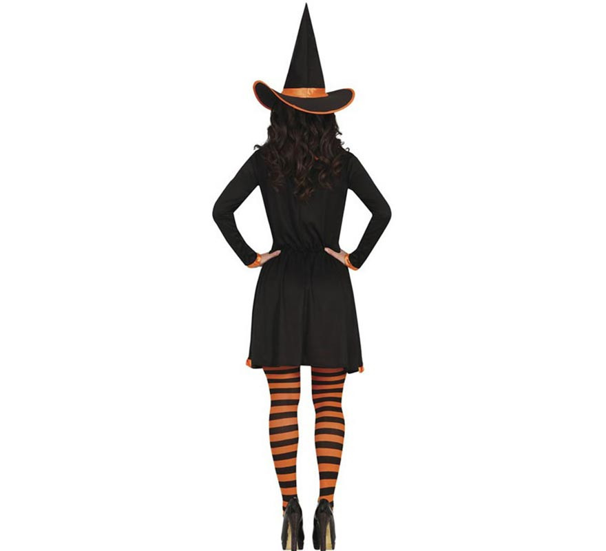 Orange witch costume with bow for women-B