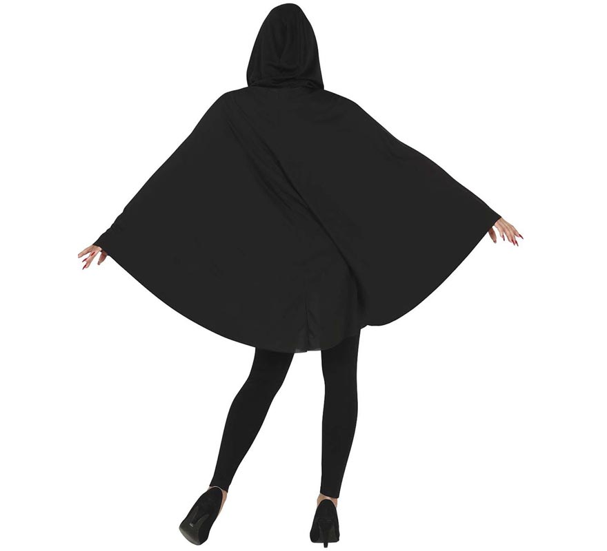 Fato de abóbora em poncho preto para mulher-B