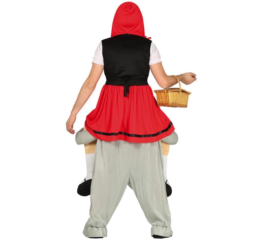 Fato de Chapeuzinho Vermelho nos ombros do Lobo para adulto-B