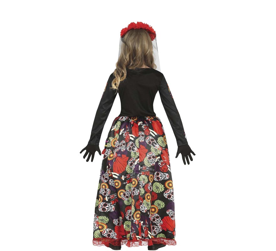 Fato Catrina com saia comprida estampada para menina-B