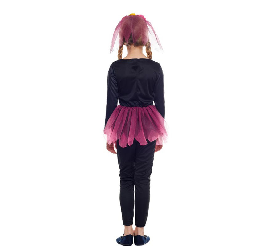 Pink Catrina costume with headband and veil for girls-B
