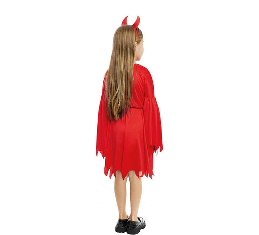 Fato de diabo vermelho moderno com fita para a cabeça para menina-B