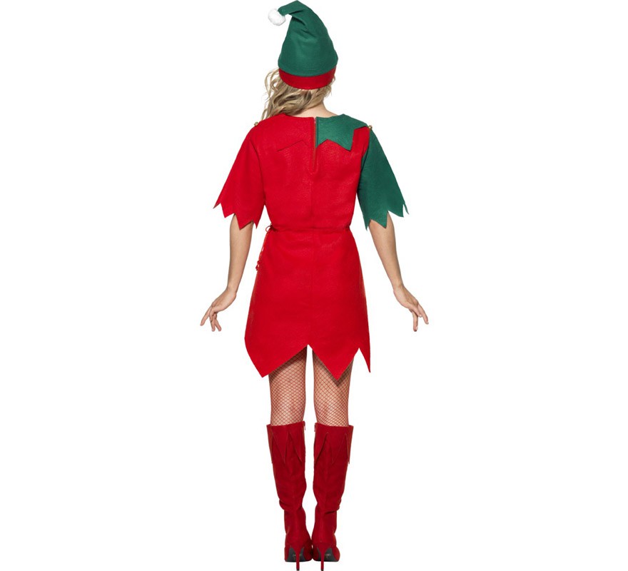 Fato de elfo verde e vermelho para mulheres no Natal-B