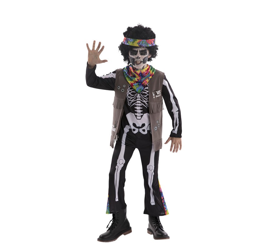 Fato de esqueleto hippie para criança-B