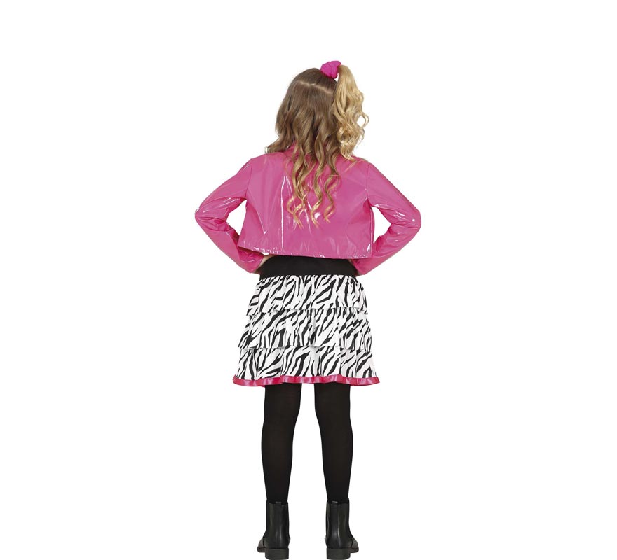 Fato de estrela do rock rosa para menina-B