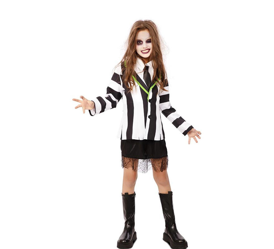 Fantasia de fantasma listrada engraçada para menina-B