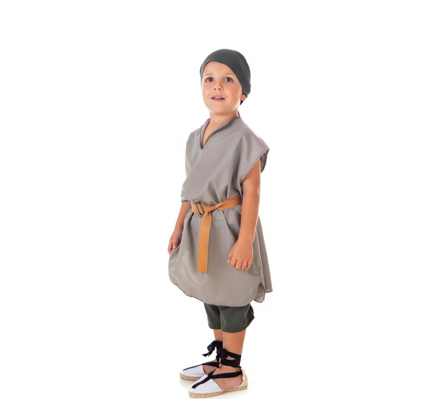 Gray Medieval Fruit Bowl costume with scarf for children-B