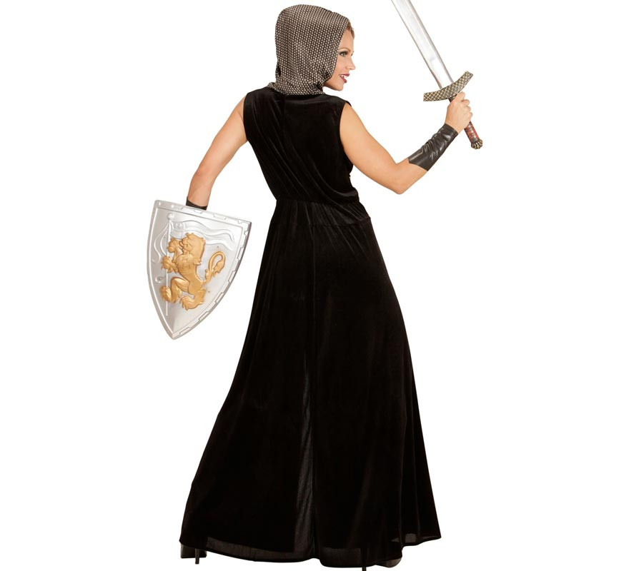 Black Medieval Warrior Costume with hood for women-B