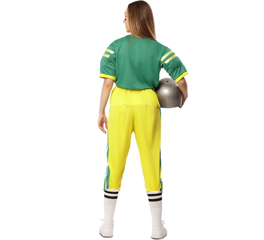 Fato de jogador de futebol americano verde para mulher-B