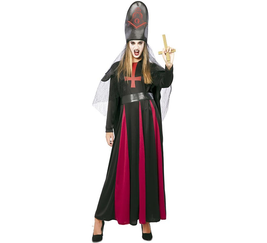 Fantasia de Mãe Sacerdotisa Diabólica com Chapéu para Mulher-B