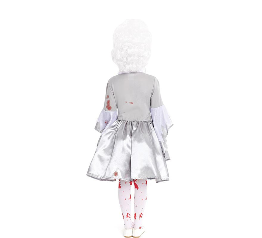 Fato de zumbi Maria Antonieta cinza para menina e adolescente-B