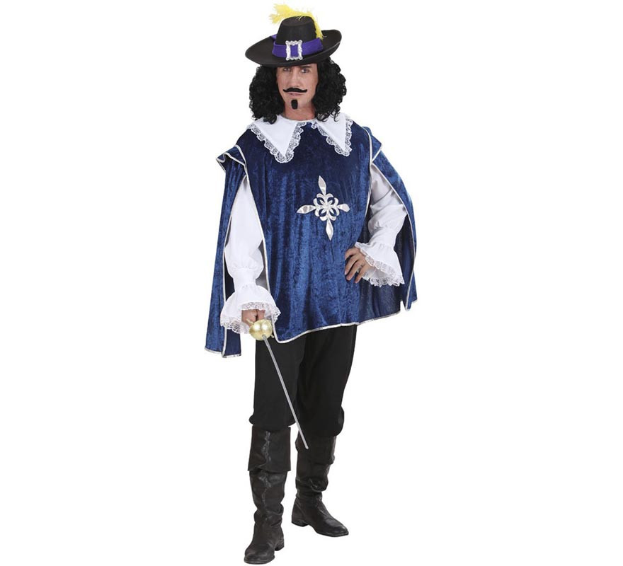 Fato de mosqueteiro azul e branco para homem-B