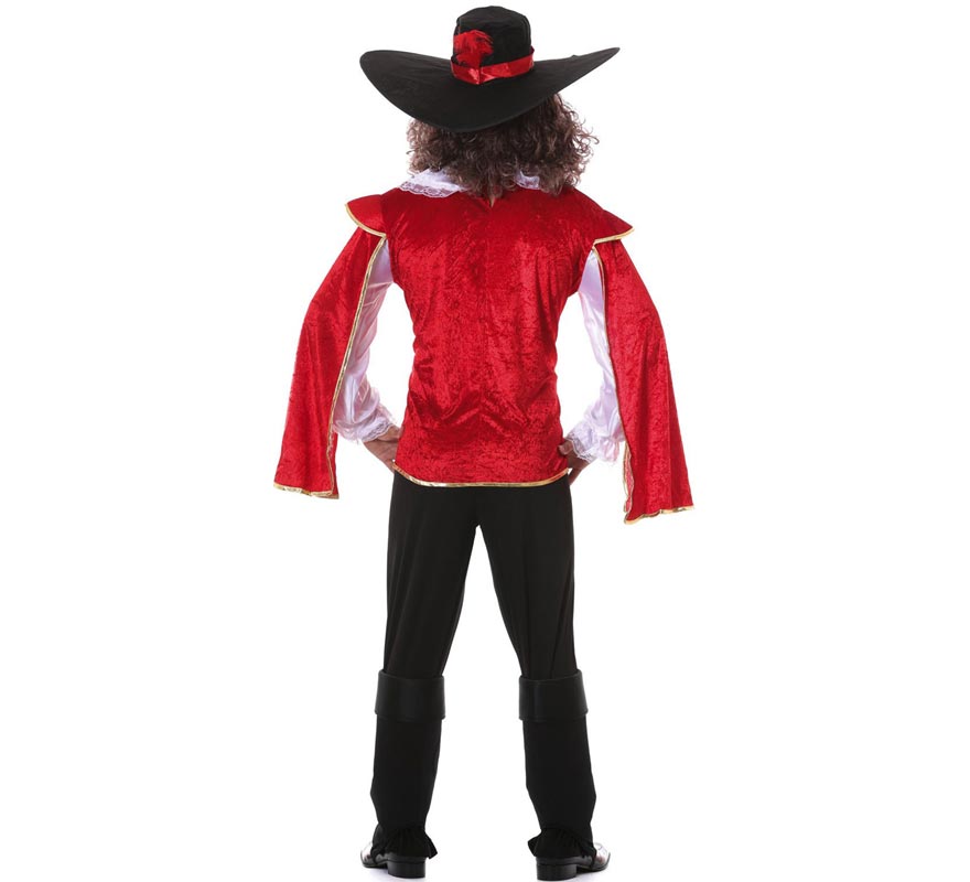 Fato de mosqueteiro vermelho para homem-B