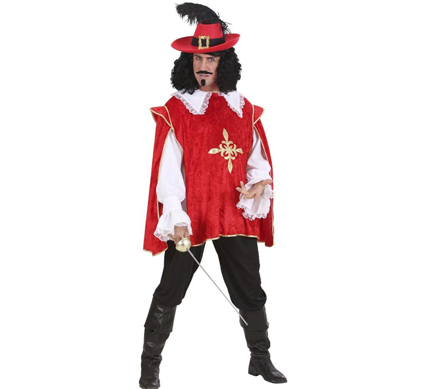 Red and white Musketeer costume for men-B
