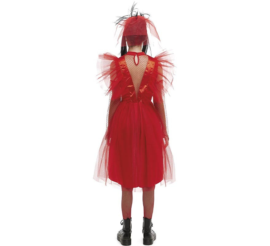 Women's Red Striped Ghost Bride Costume-B