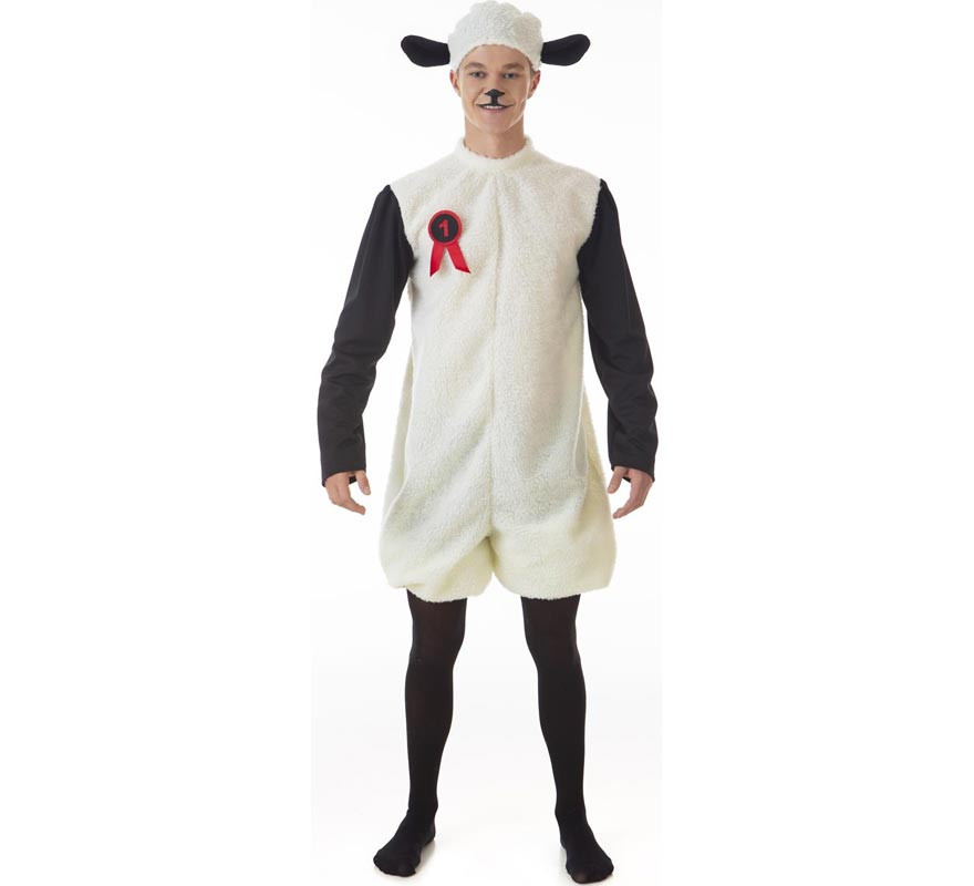 White Sheep Costume with Hood for Adults-B