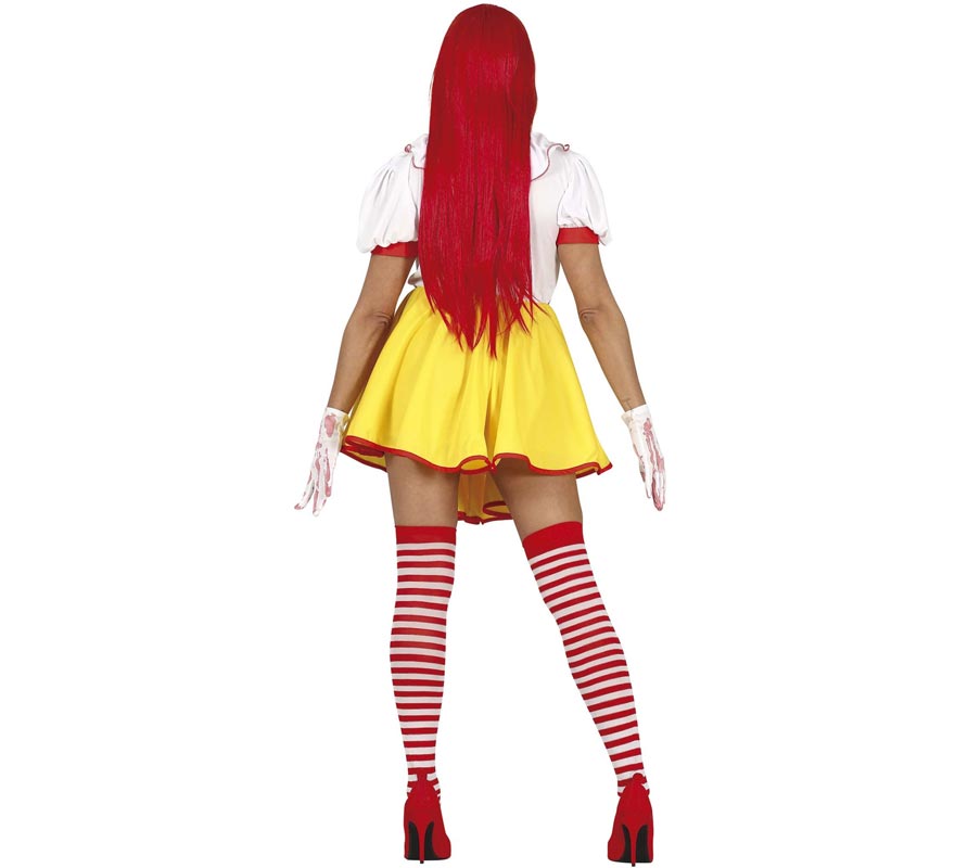 Fato de palhaço assassino hambúrguer feminino-B