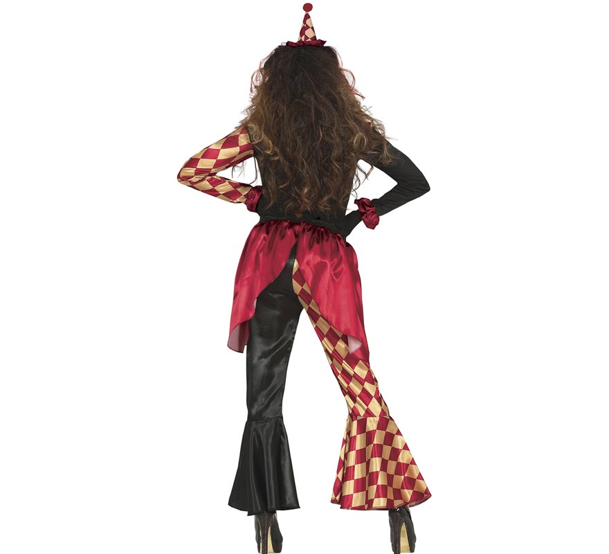 Fato de palhaço de terror xadrez feminino-B