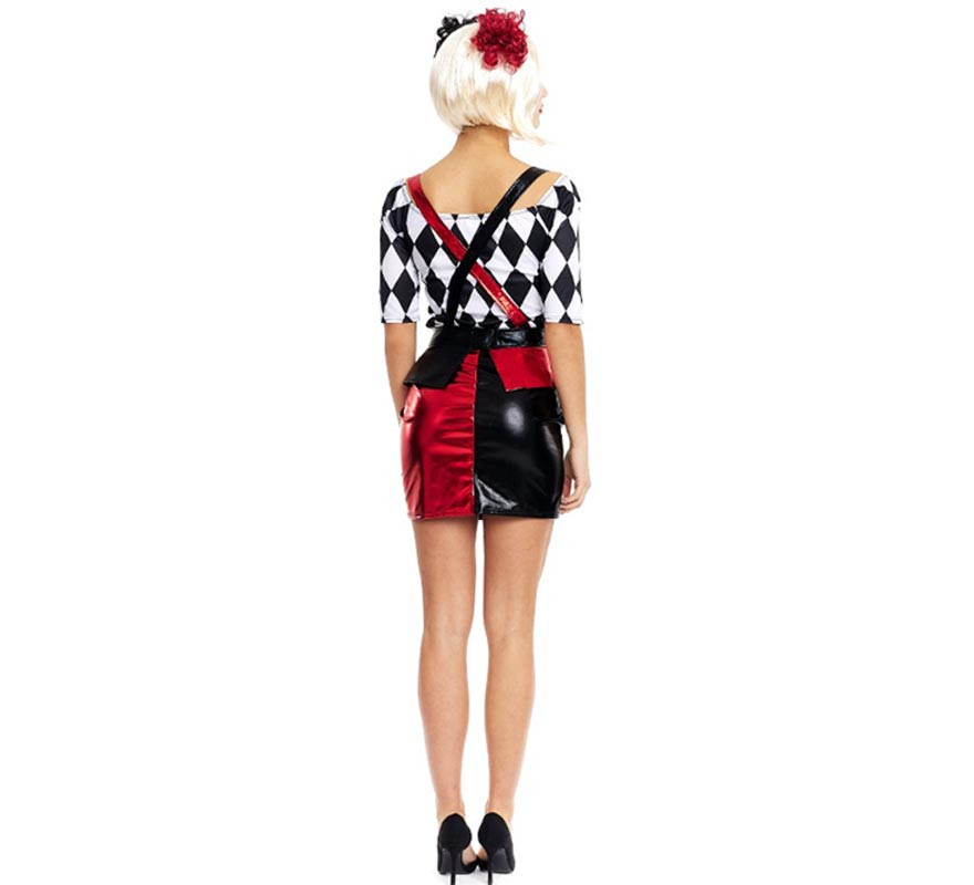 Black and red rhombus clown costume for women-B