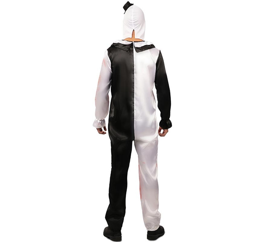 Fato de palhaço preto e branco com sangue falso para homem-B